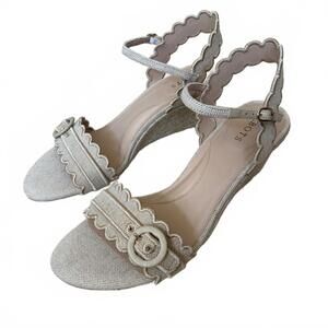 Talbots Royce Metallic Scalloped Wedge Sandals Summer Wedding Women's Size 9